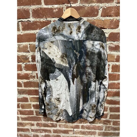 Zara Mens Multicolor Geometric Pattern Long Sleeve Button Up Shirt Size Medium - Picture 2 of 3